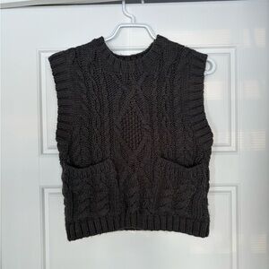 Zara Black Cable Knit Sweater Vest